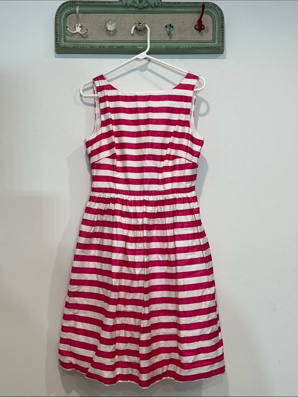Lilly Pulitzer Sleeveless Pink White Striped Cotton Dress women’s 10 w pockets